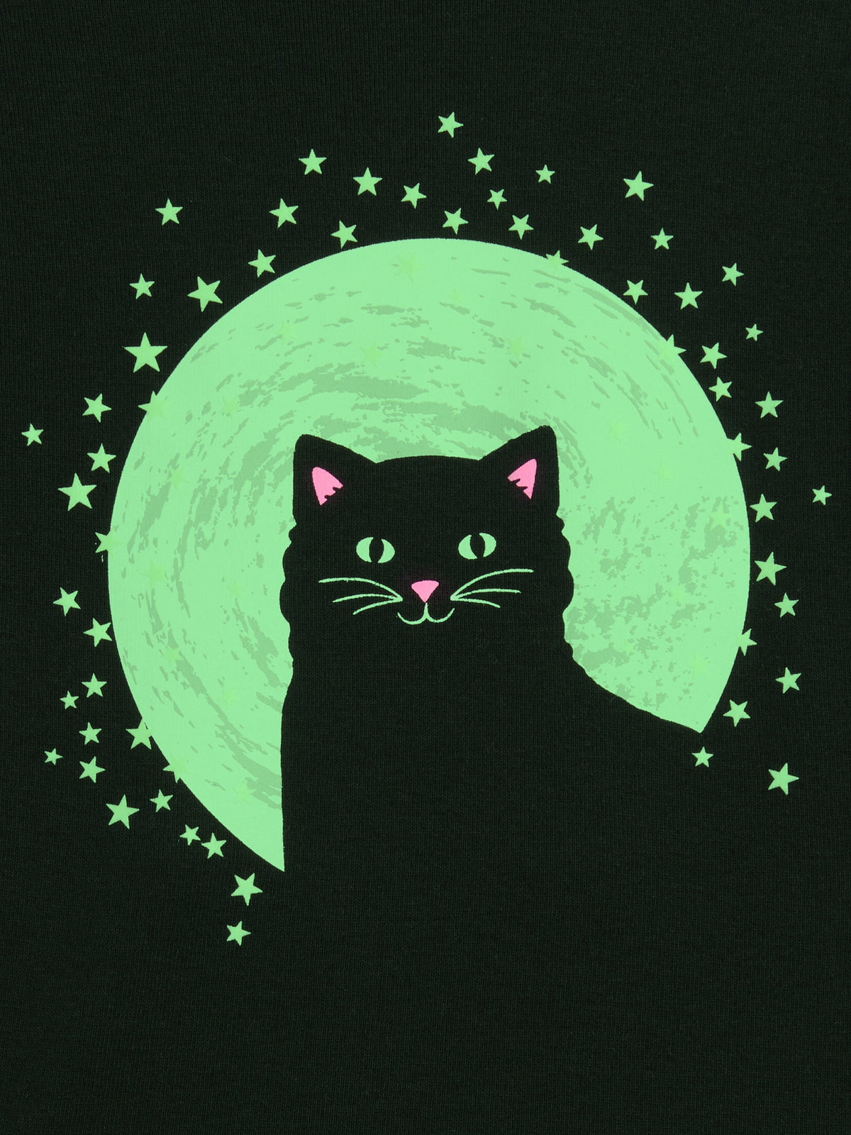 Siyah Glow-in-the-dark Halloween Cat Pijama Takımı