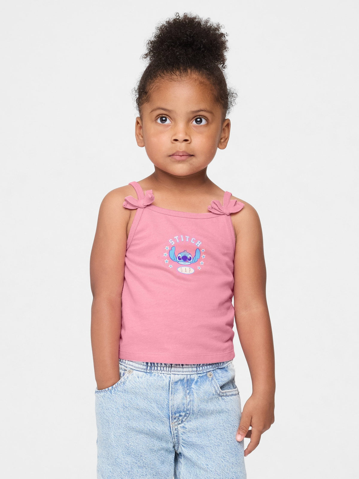Pembe Gap × Disney Bebek & Yürümeye Başlayan Çocuk Lilo & Stitch Fiyonk Cami