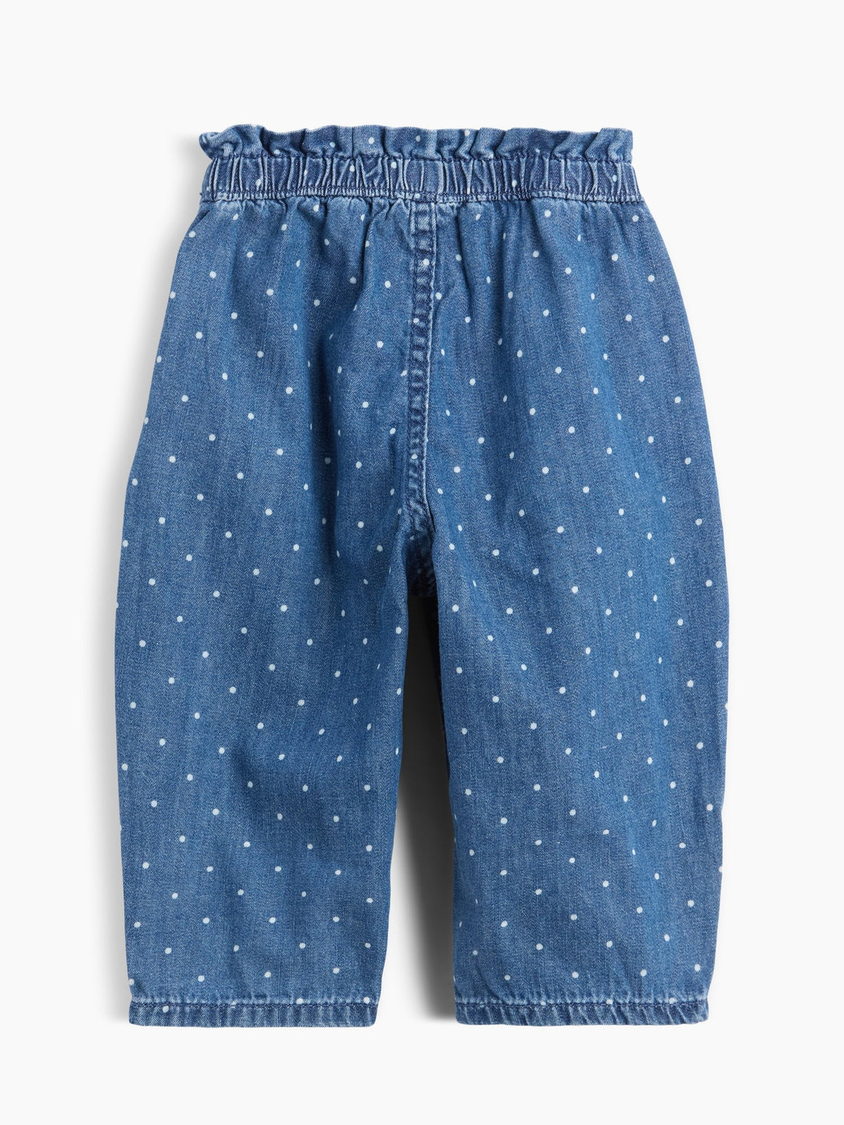 Mavi Polka Dot Pull-on Fırfır Barrel Jean Pantolon