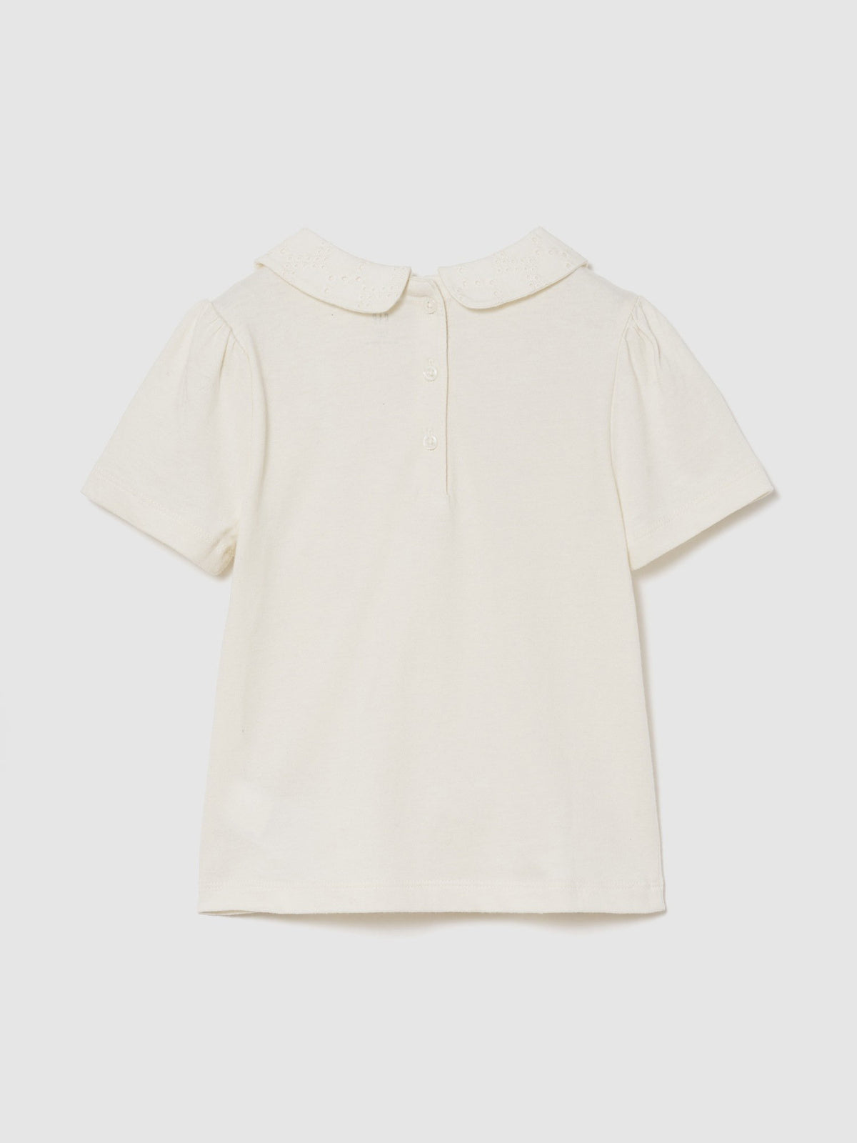 Krem Puff Sleeve Yaka T-shirt