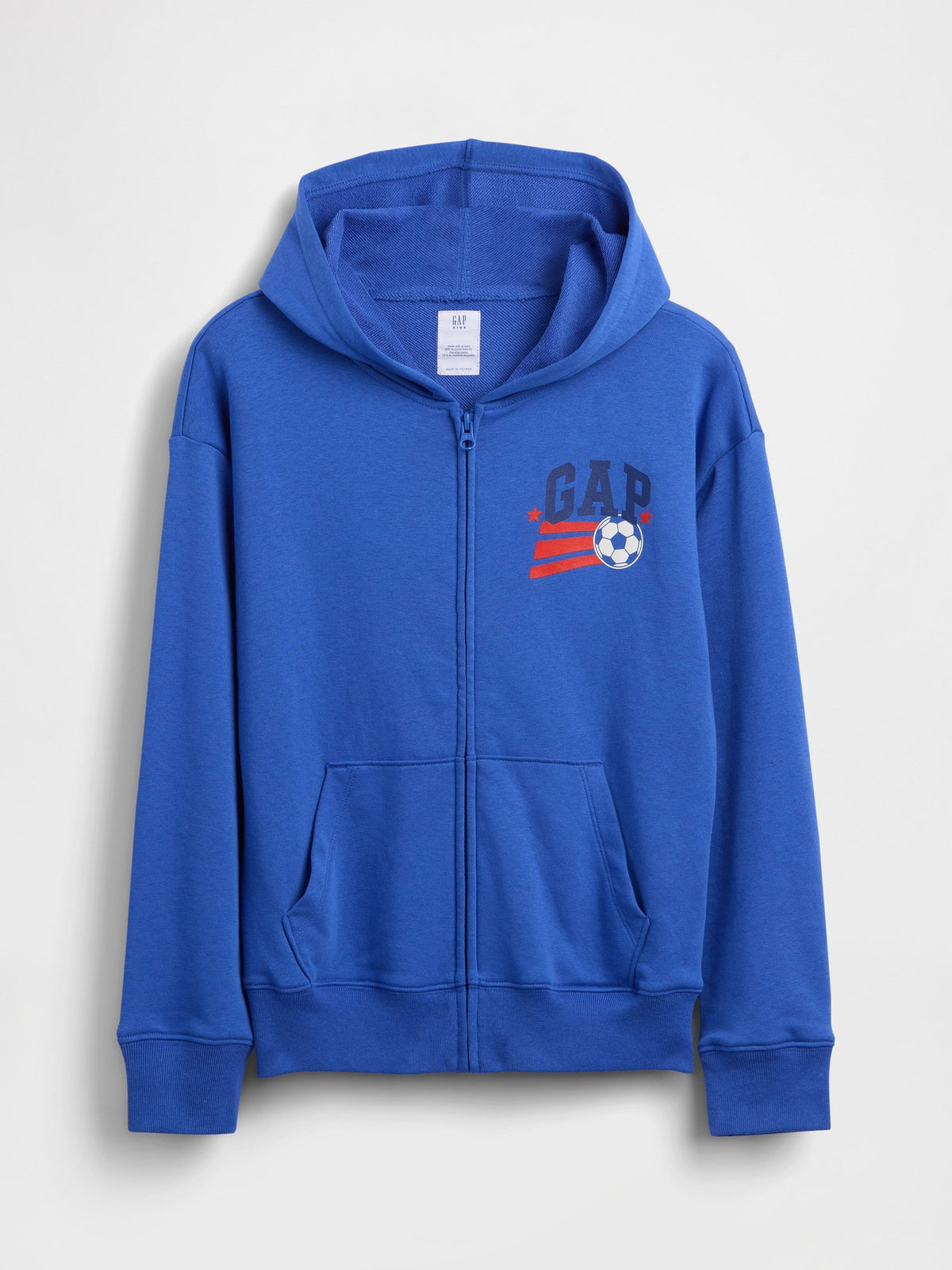 Kobalt Mavisi Relaxed Gap Grafik Fransız Havlu Kumaş Fermuarlı Sweatshirt