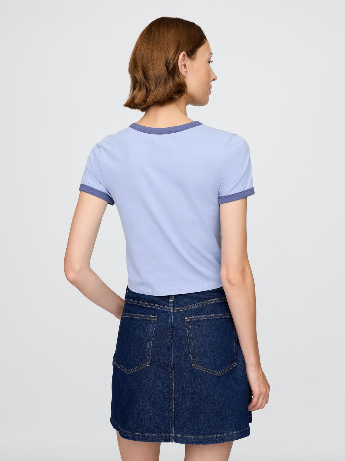 Açık Mavi Gap Logo Crop T-shirt
