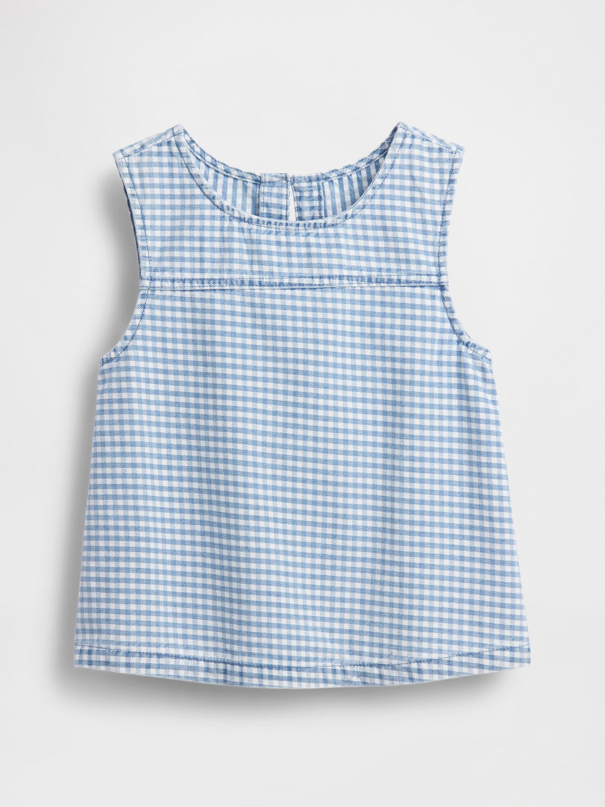 Mavi Gingham Denim Shell Askılı Üst