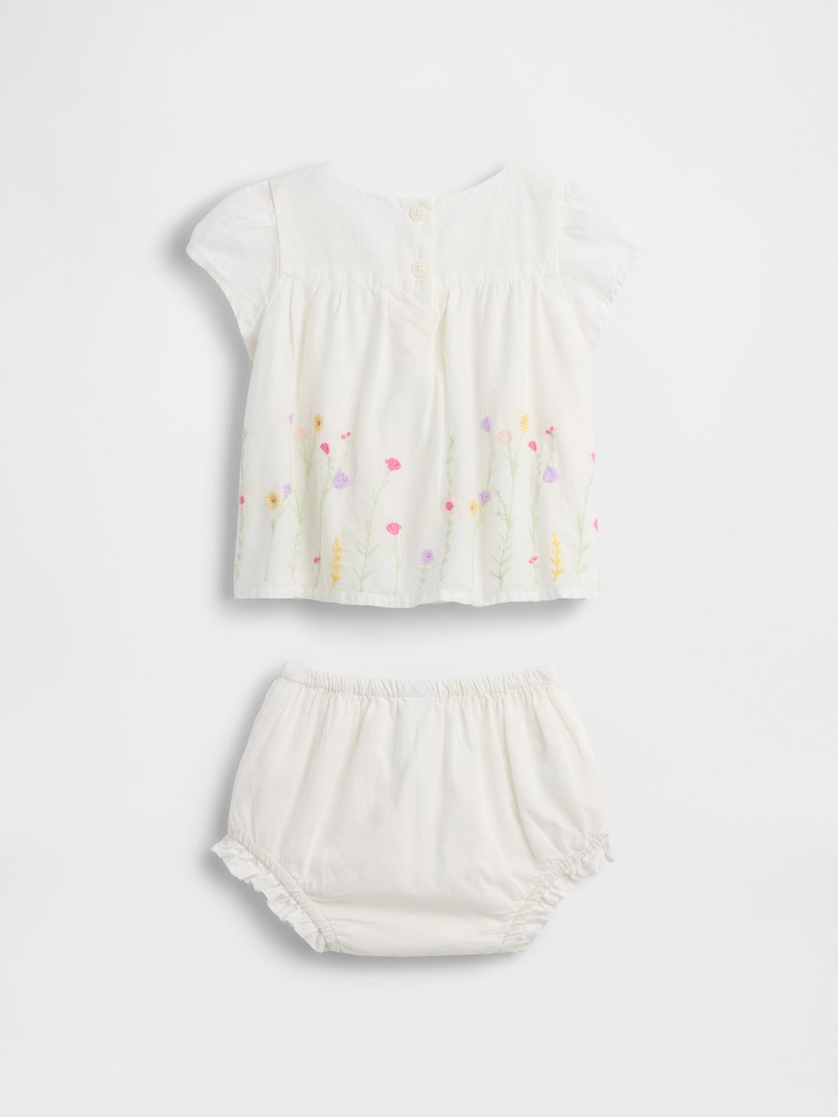 Beyaz Çiçek Işlemeli Outfit Set