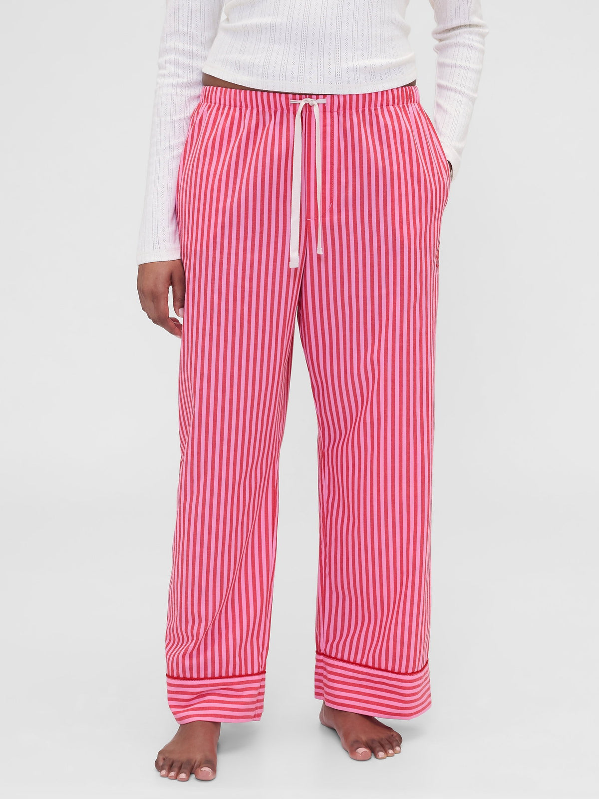 Kırmızı Gap × Summer Fridays Relaxed Poplin Stripe Pijama Altı