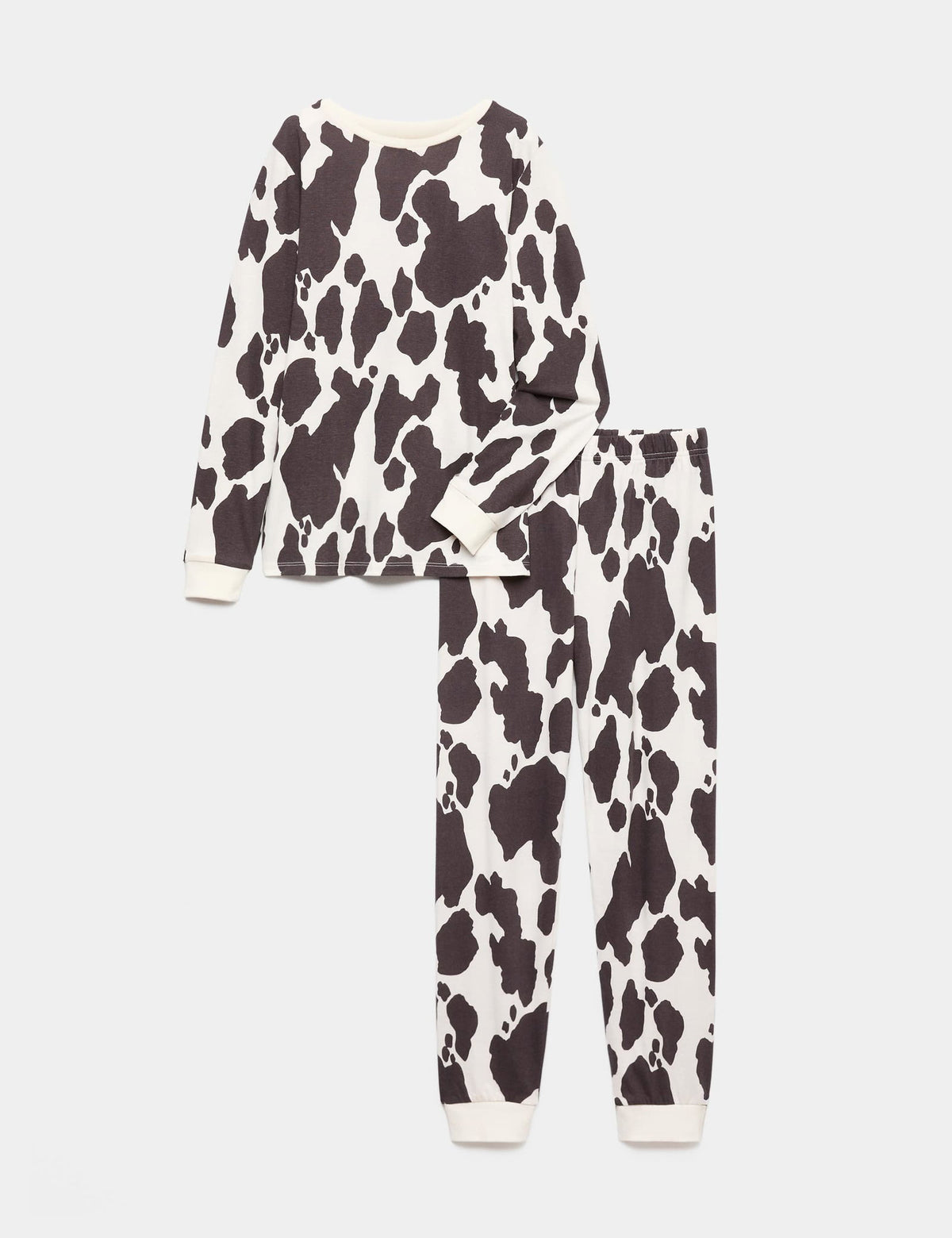 %100 Pamuklu Inek Desenli Pijama Takımı