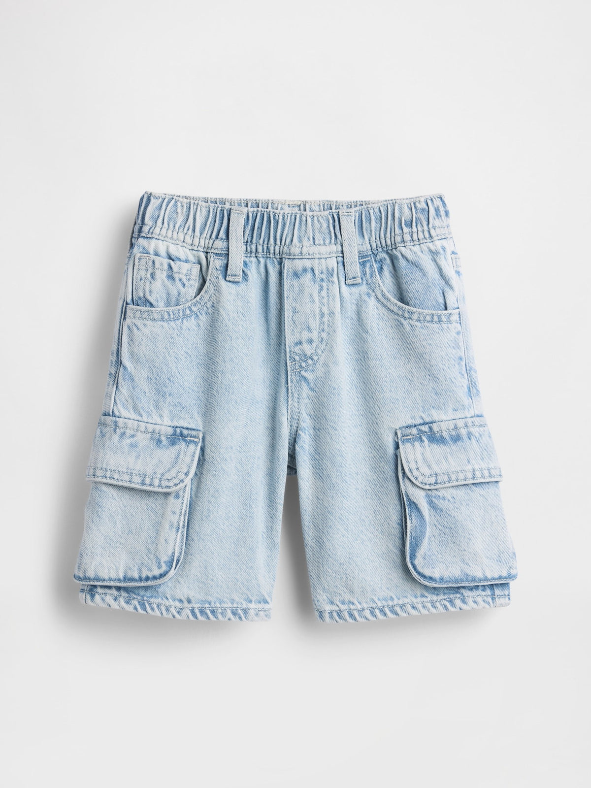 Açık Mavi Ultrasoft Denim Pull-on Kargo Şort