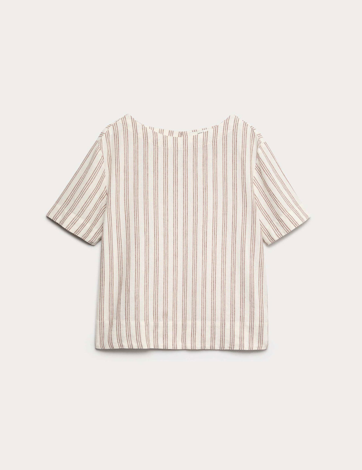 Keten Karışımlı Çizgili Relaxed Fit T-shirt