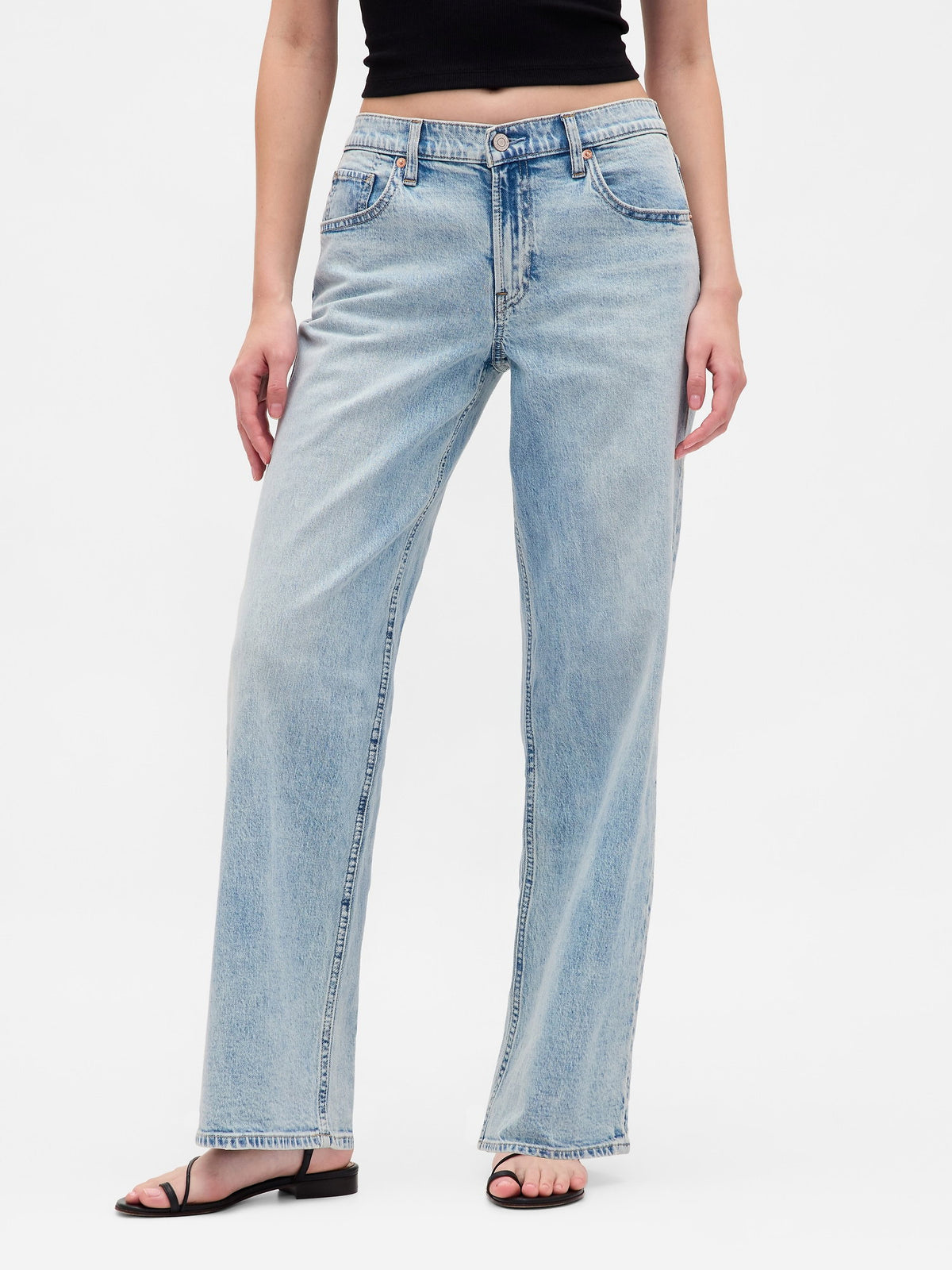 Açık Mavi Low Rise '90s Jean Pantolon