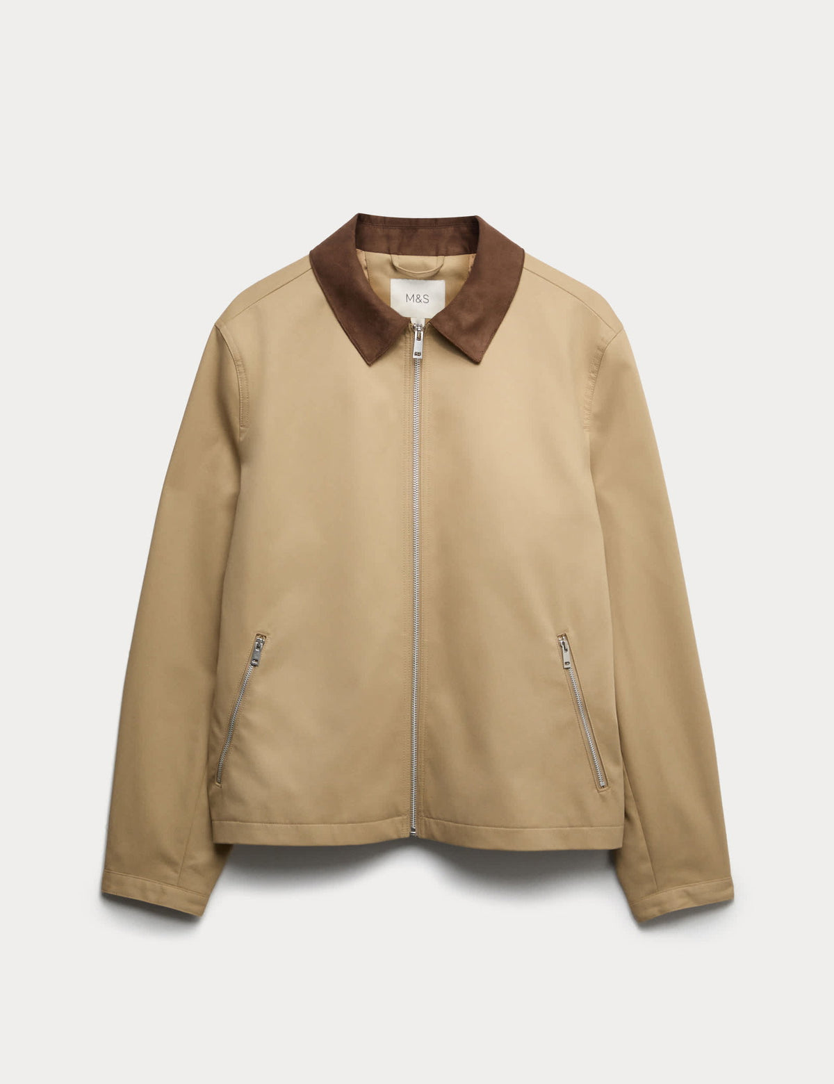 Saf Pamuk Harrington Ceket
