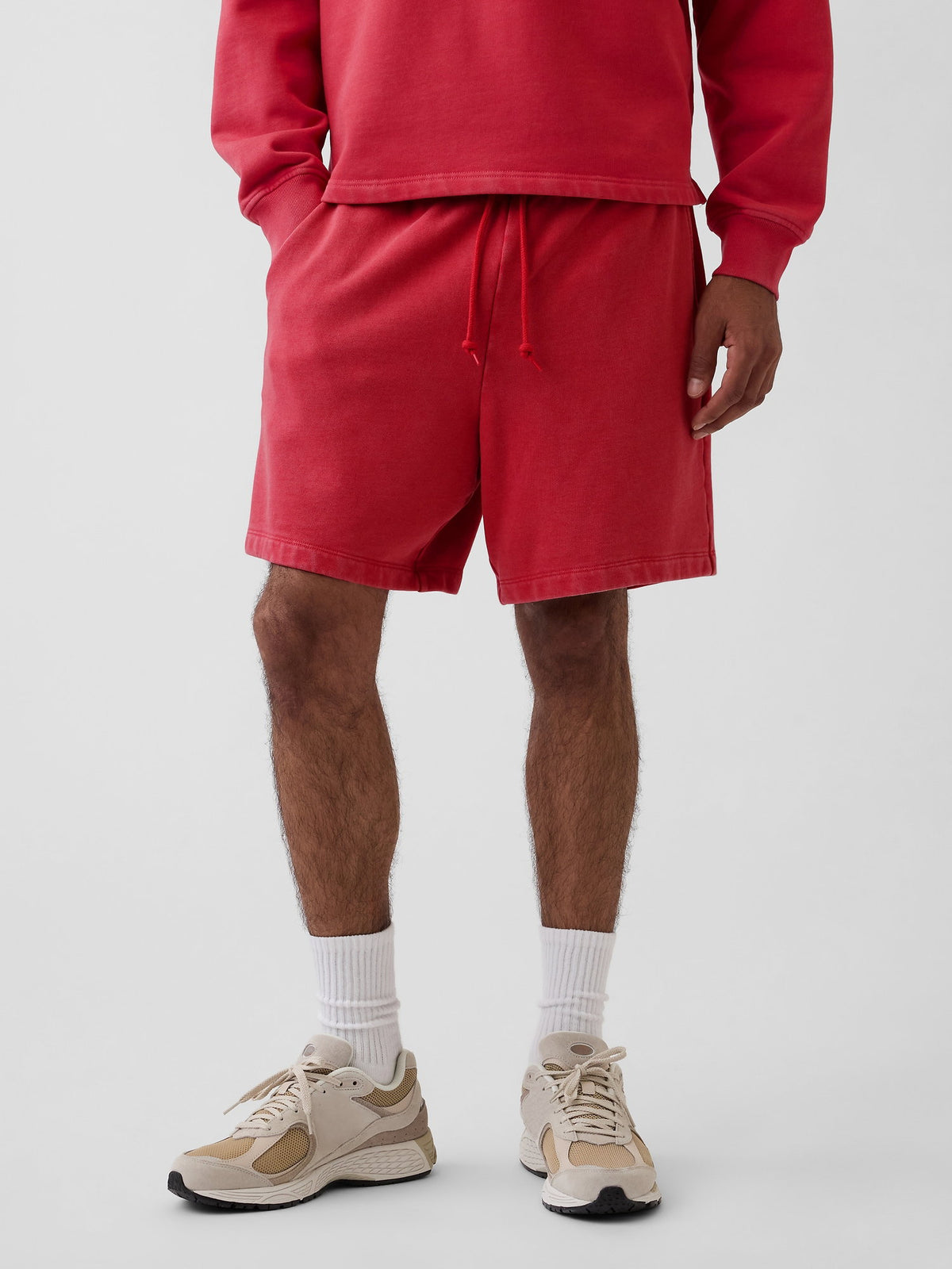Kırmızı Heavyweight Fransız Havlu Kumaş Sweat Şort