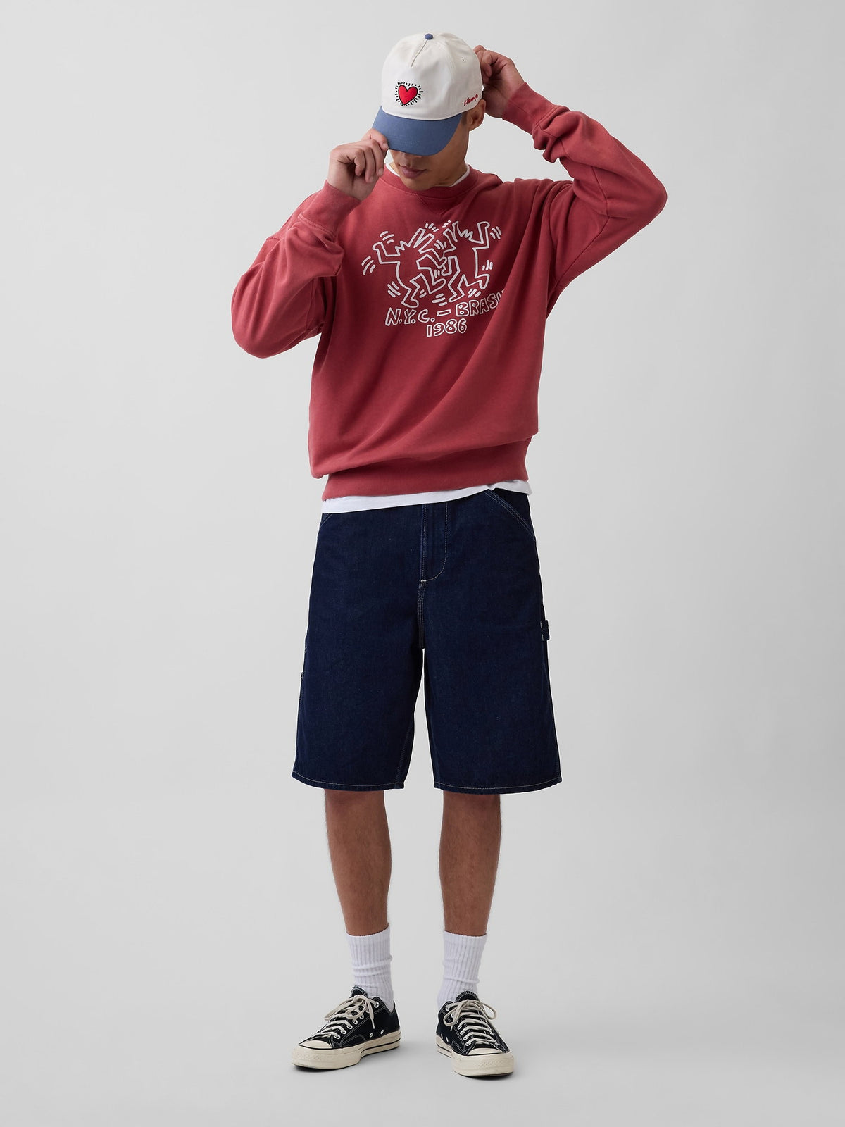 Koyu Kırmızı Keith Haring Heavyweight Logo Sweatshirt