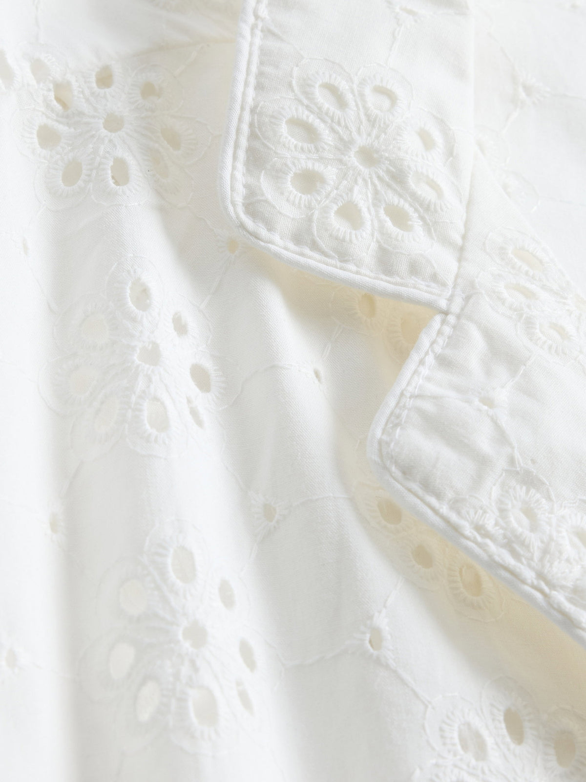 Beyaz Eyelet Poplin Pijama Üstü