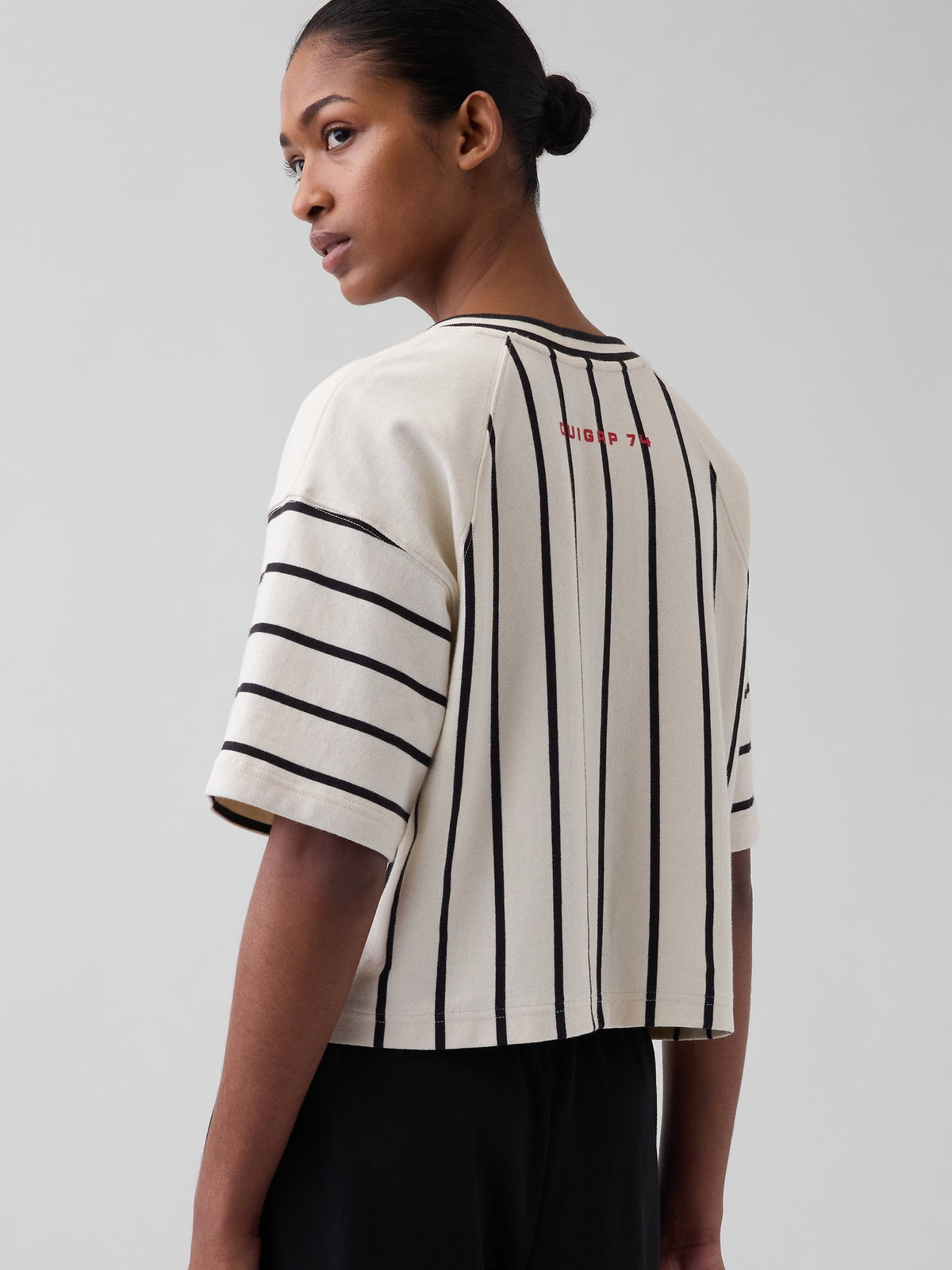 Kırık Beyaz Ouigap Heavyweight Crop T-shirt