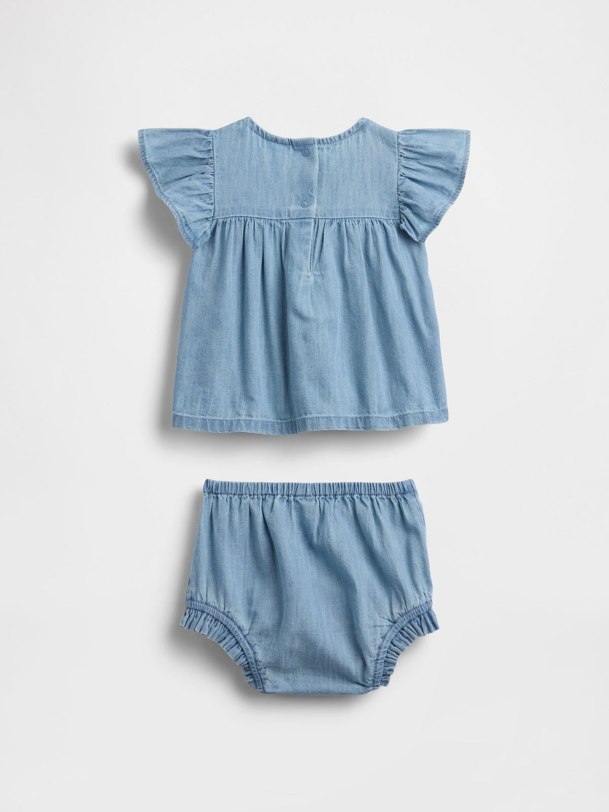 Mavi Denim Işlemeli Outfit Set