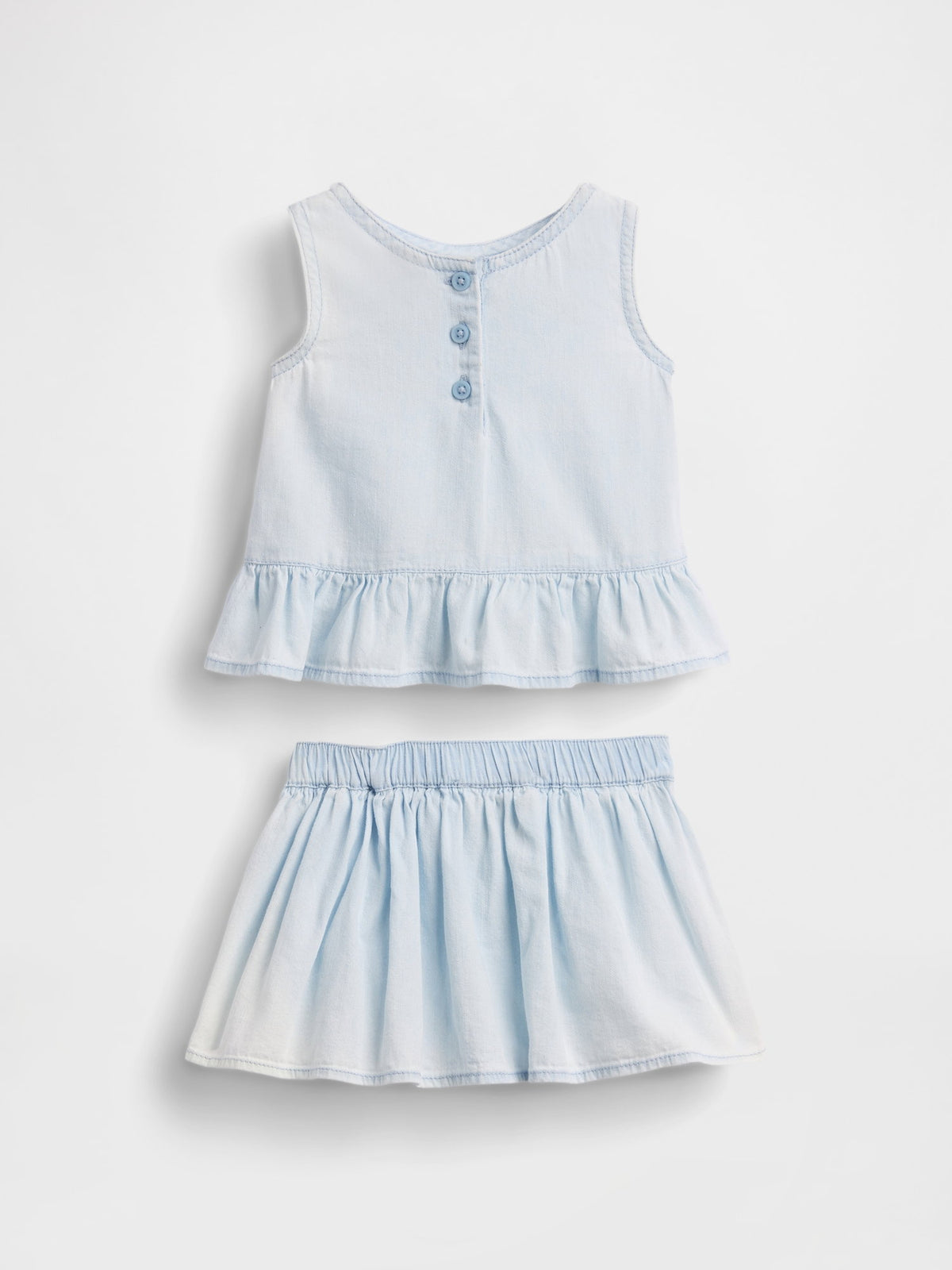 Açık Mavi Denim Fiyonk Outfit Set