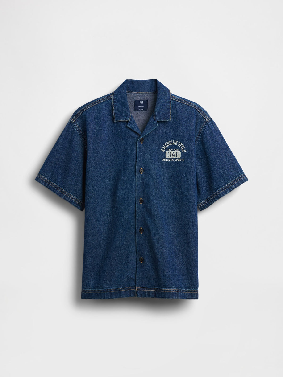 Koyu Mavi Kids Denim Relaxed New York Logo Gömlek
