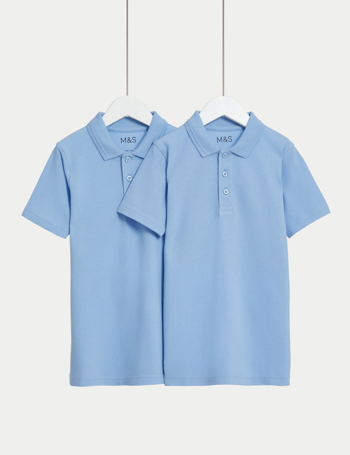 Saf Pamuklu 2'li Kısa Kollu Polo Yaka Slim T-shirt (2-18 Yaş)