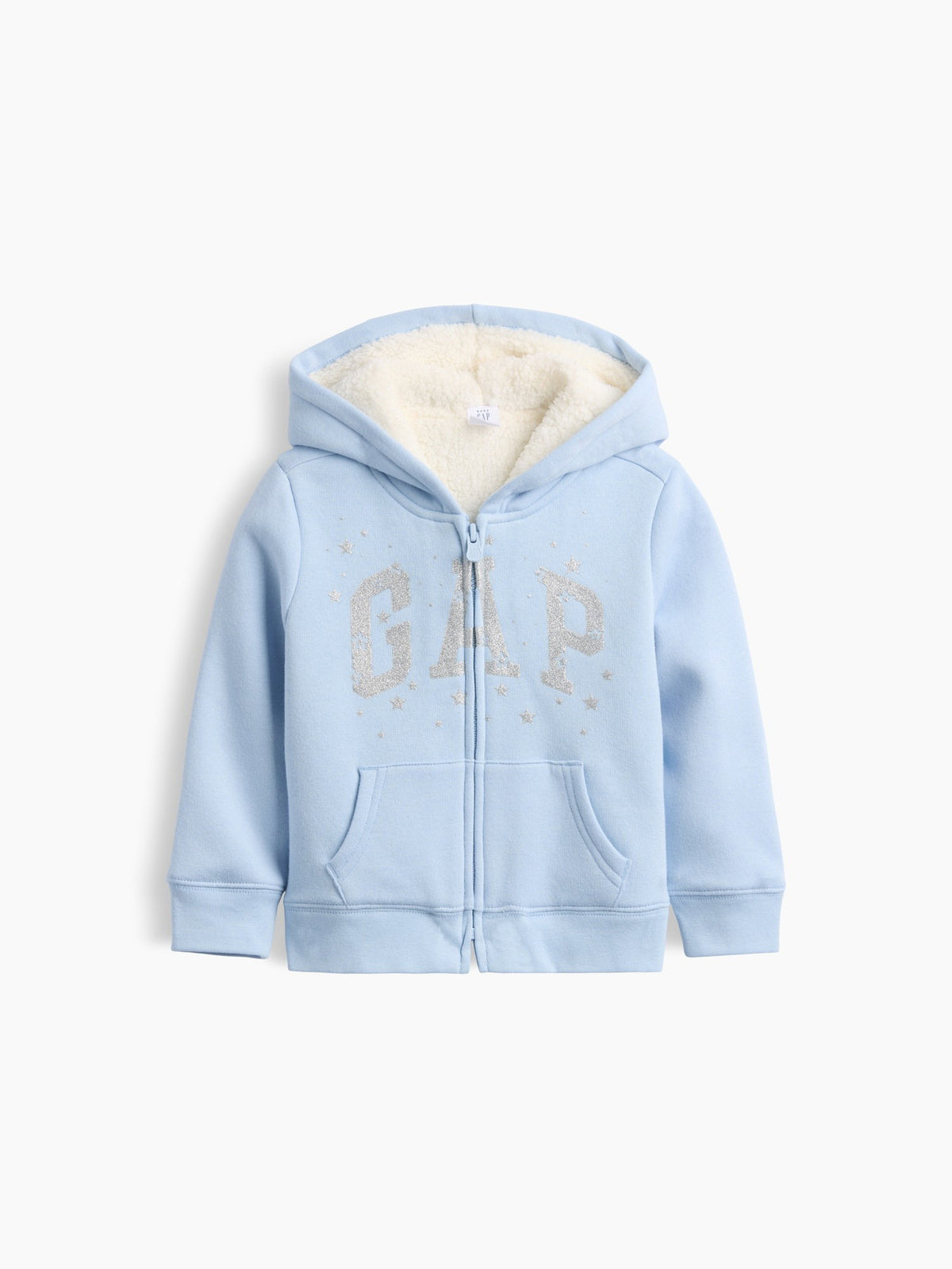 Açık Mavi Sherpa Astarlı Logo Fermuarlı Sweatshirt