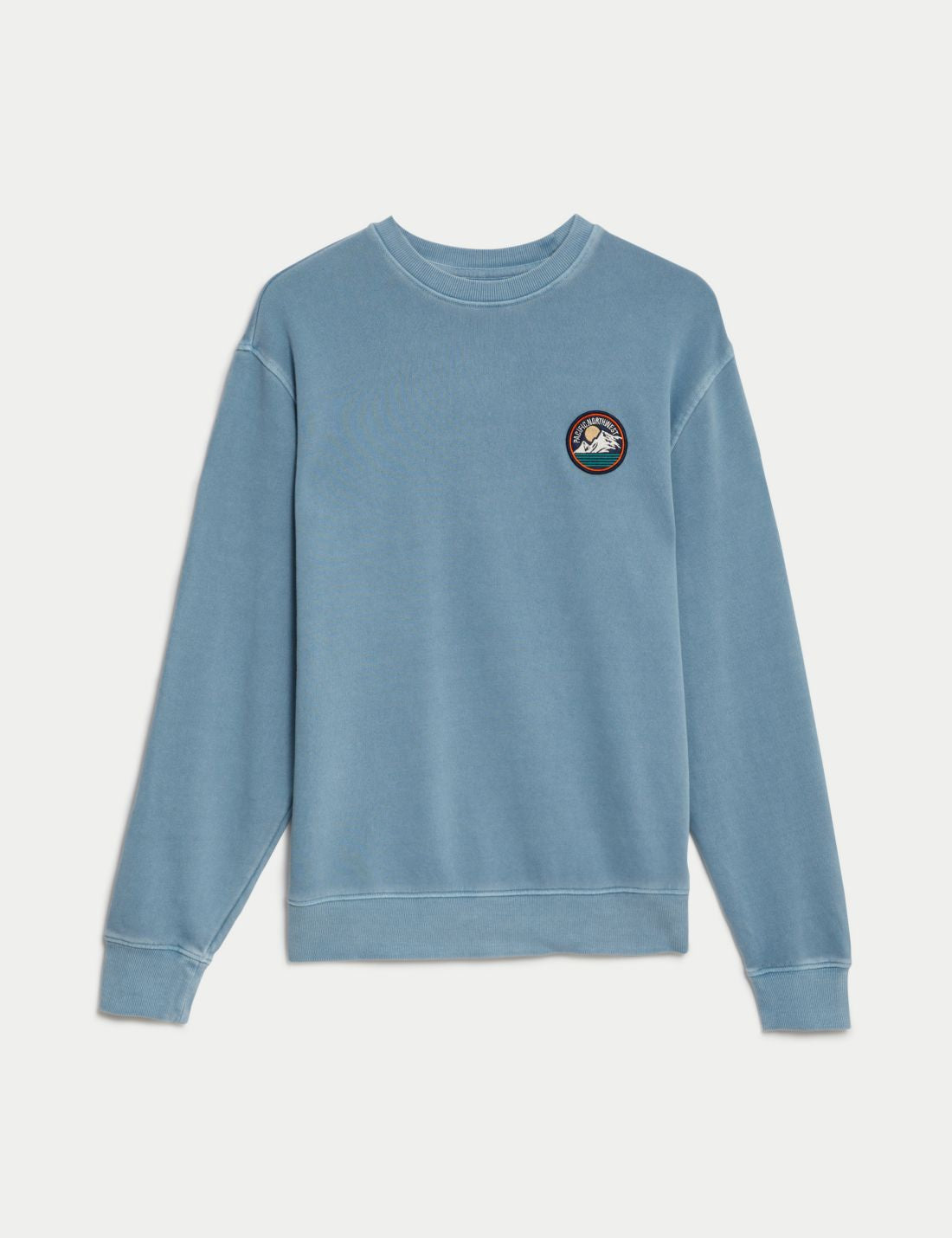 Saf Pamuklu Yuvarlak Yaka Sweatshirt