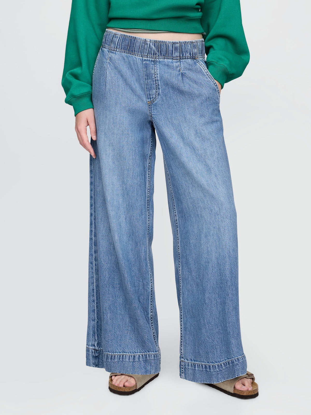 Mavi Mid Rise Ultrasoft Pileli Baggy Jean Pantolon