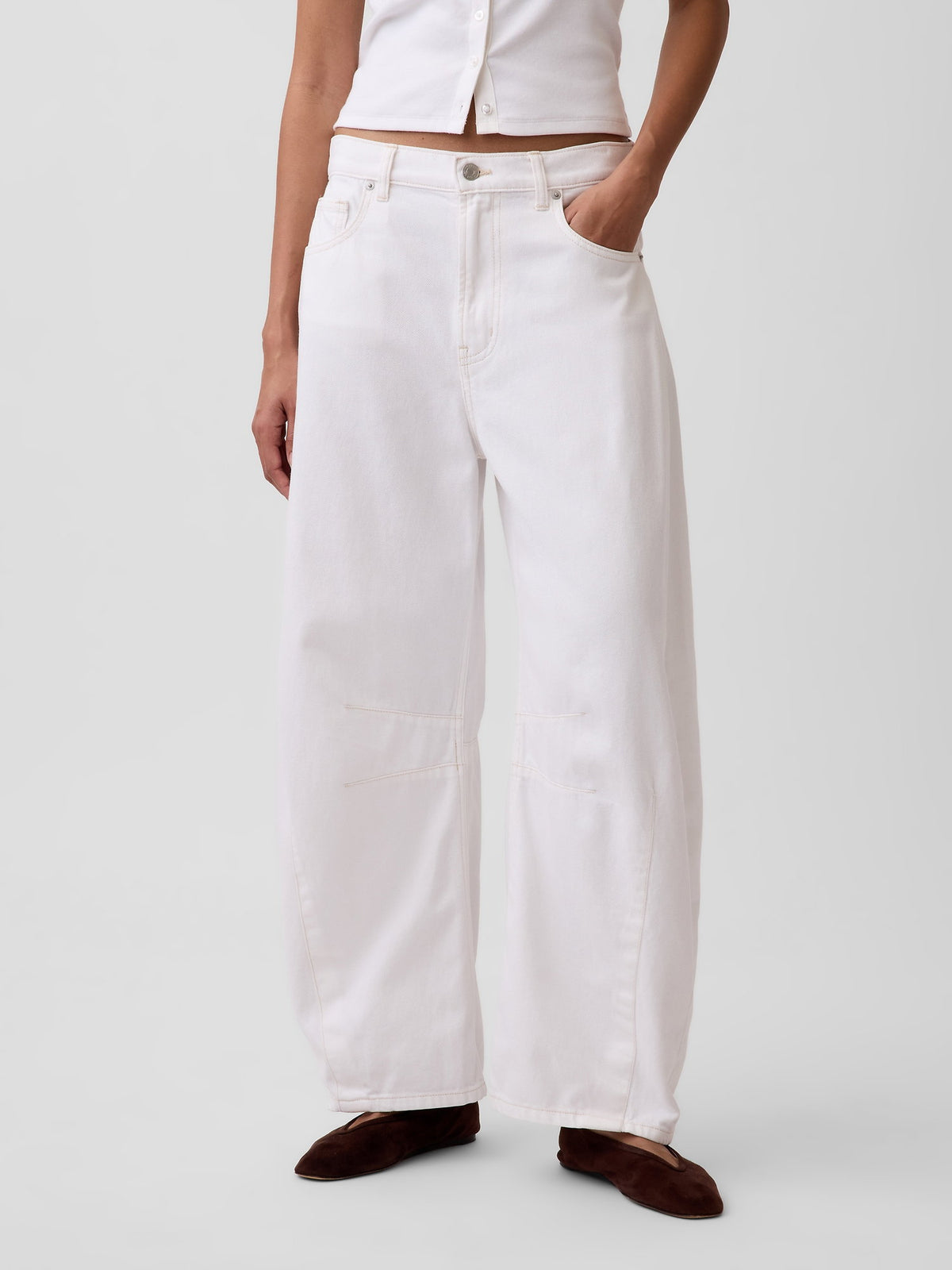 Beyaz High Rise Ultrasoft Horseshoe Jean Pantolon
