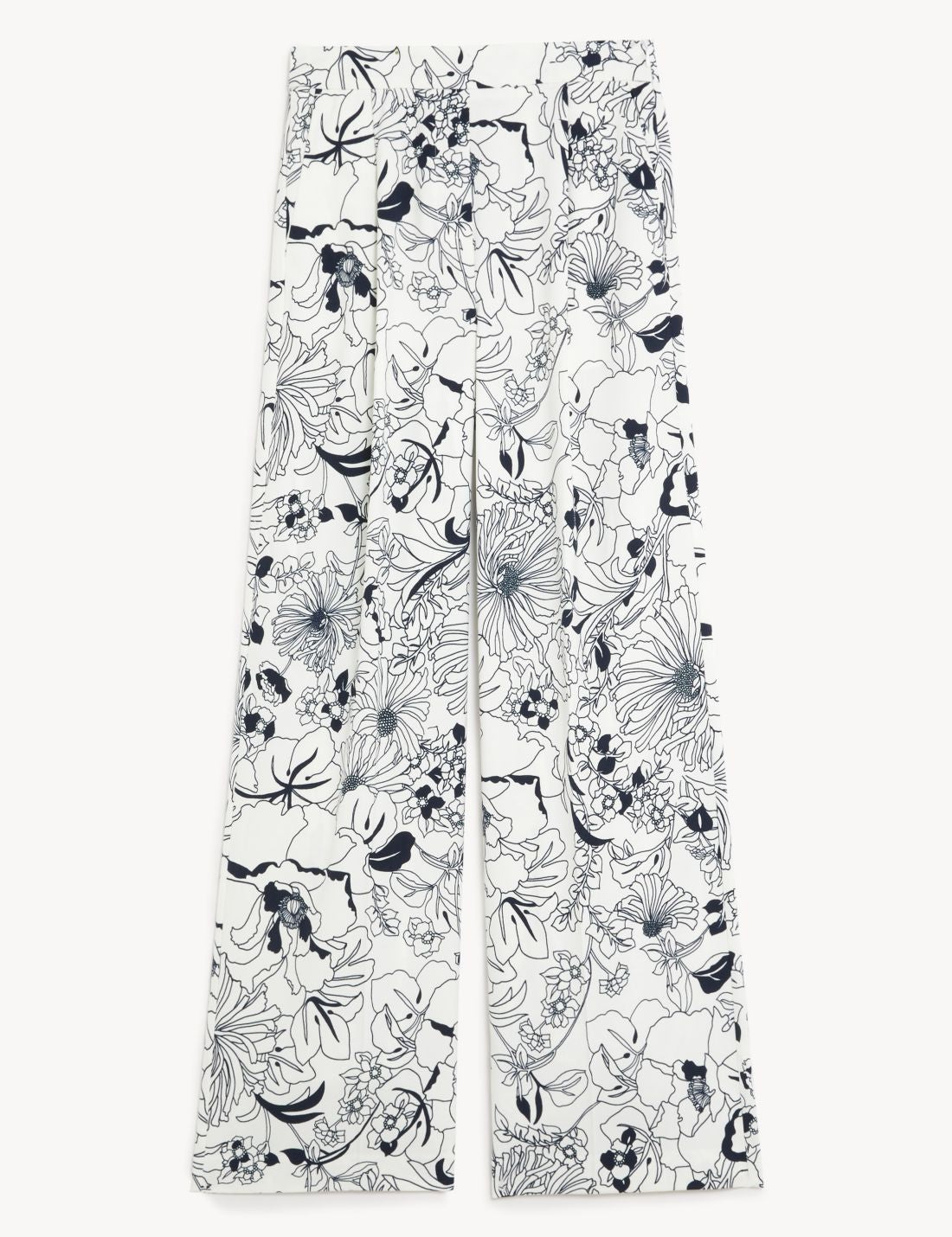 Çiçek Desenli Wide Leg Saten Pantolon