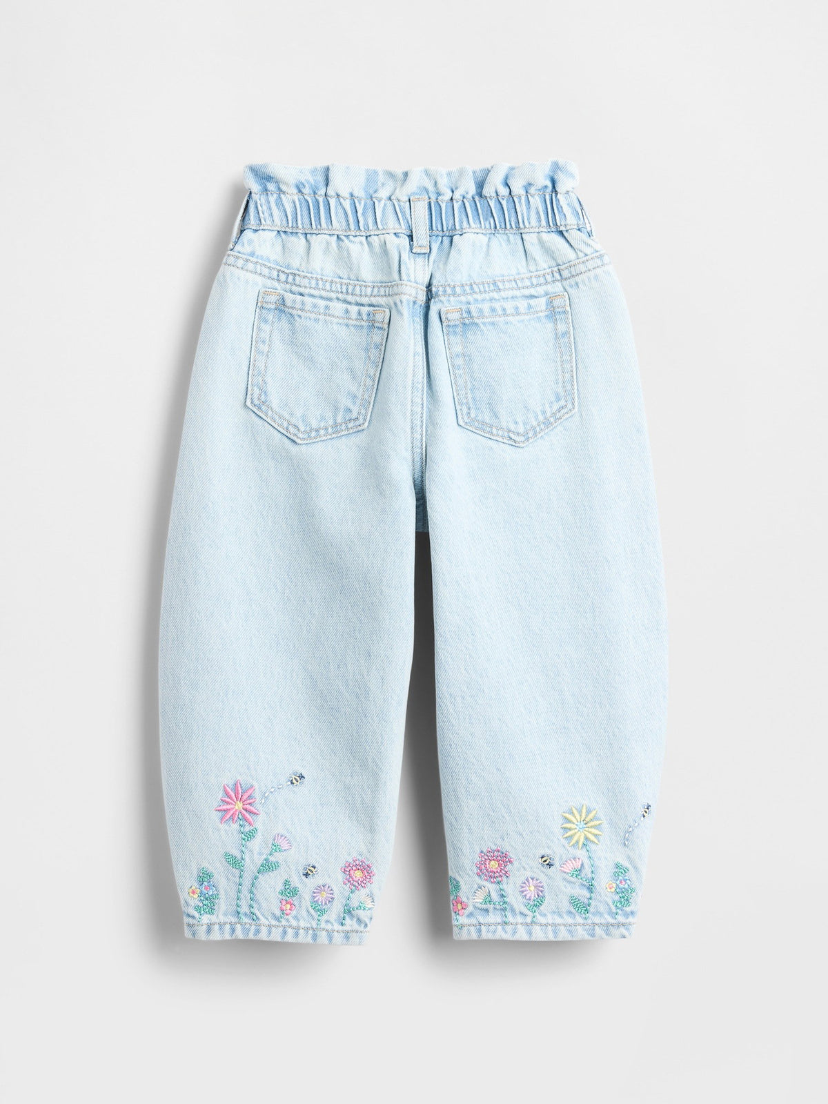 Açık Mavi Çiçek Baskılı Horseshoe Jean Pantolon