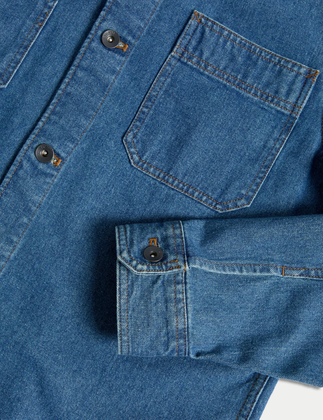 Saf Pamuklu Denim Gömlek Ceket