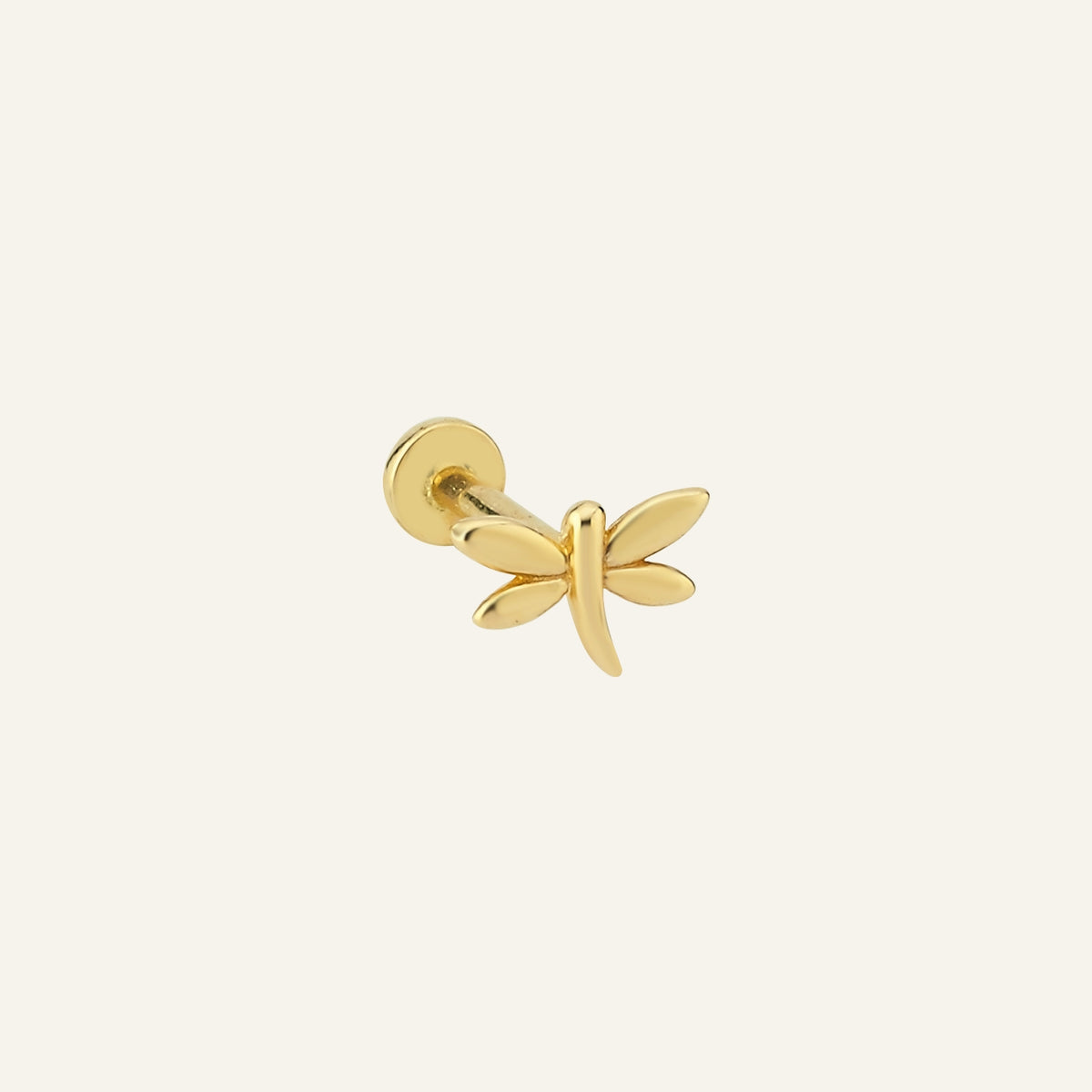 Dragonfly Yusufçuk Figürlü Taşsız Altın Kulak Piercing
