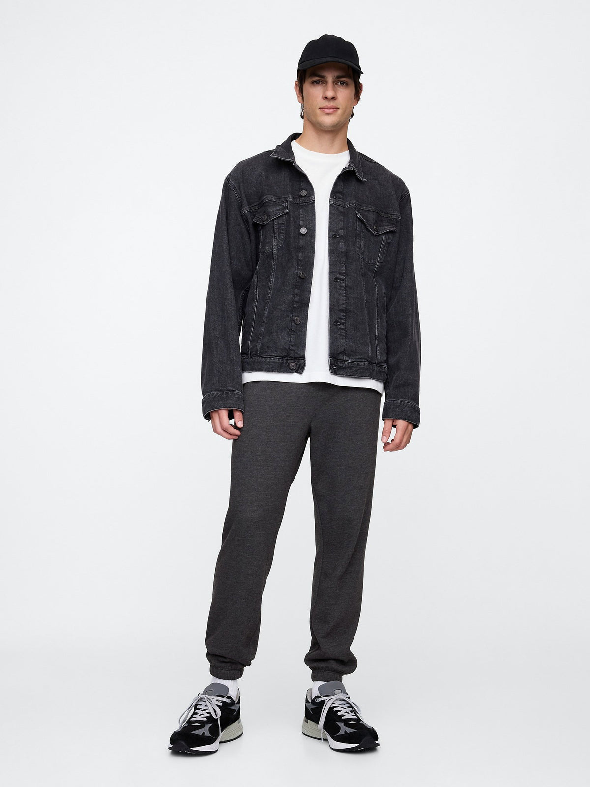 Koyu Gri Gap Logo Fransız Havlu Kumaş Jogger Eşofman Altı