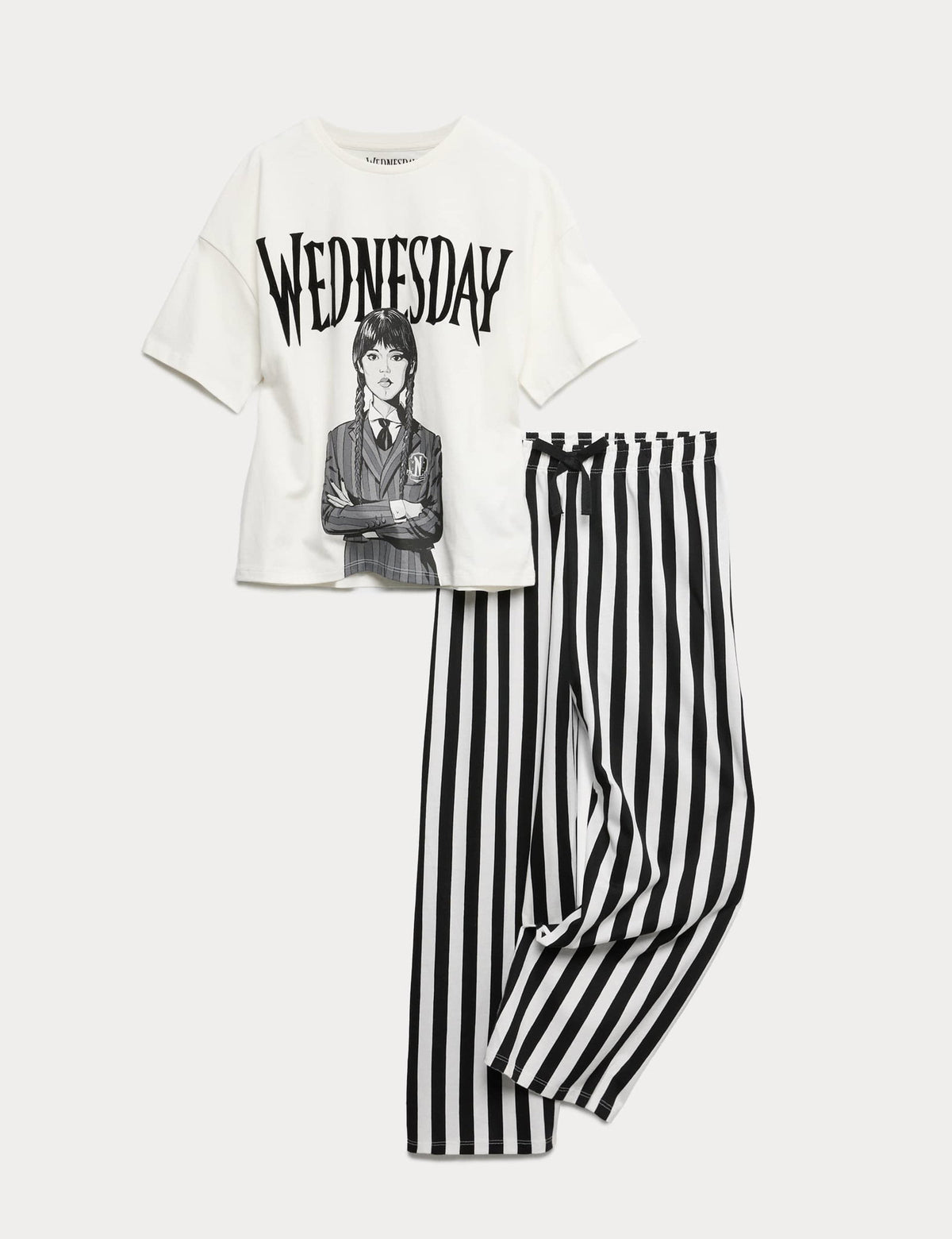 Saf Pamuklu Wednesday Desenli Pijama Takımı (6-16 Yaş)