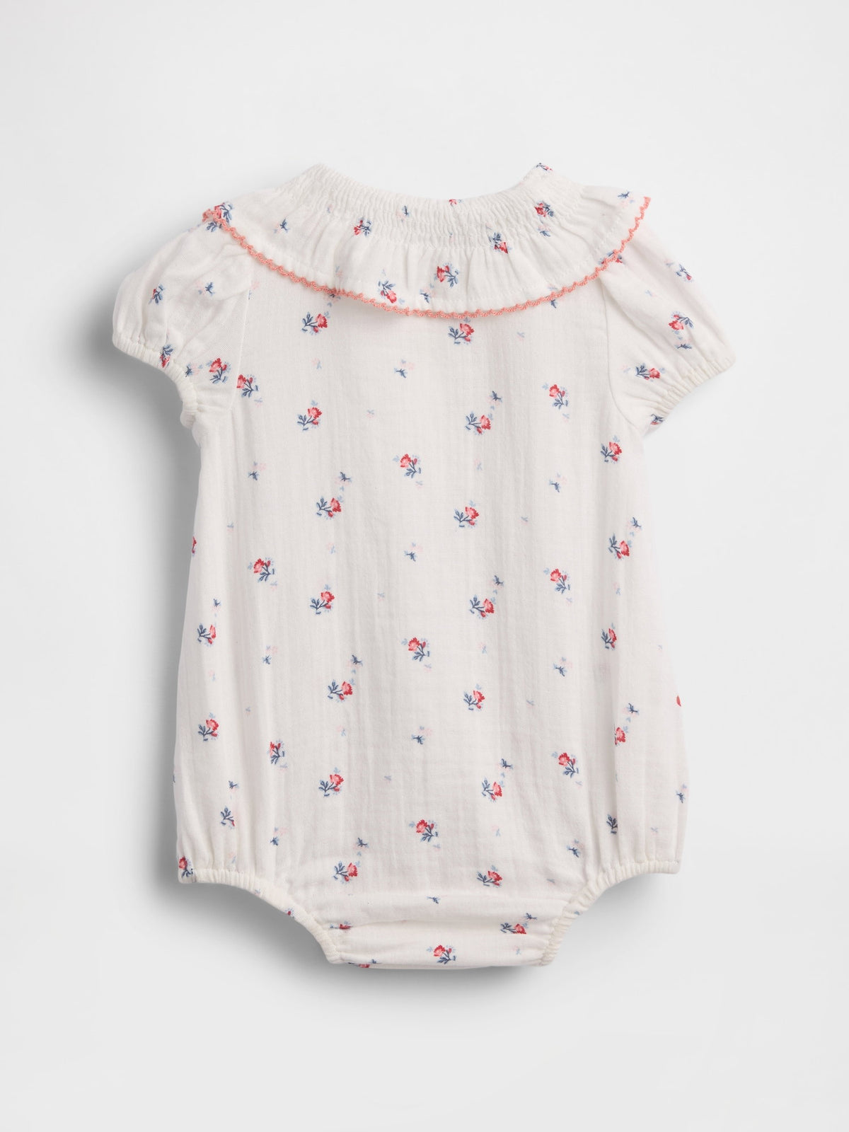 Beyaz Pamuk Gauze Çiçekli Yaka Bodysuit