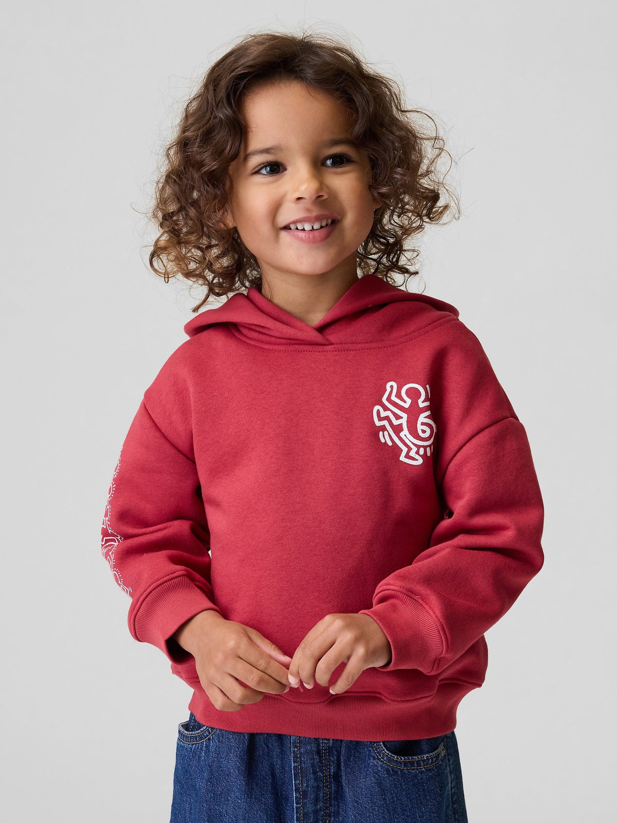 Koyu Kırmızı Keith Haring Vintagesoft Sweatshirt