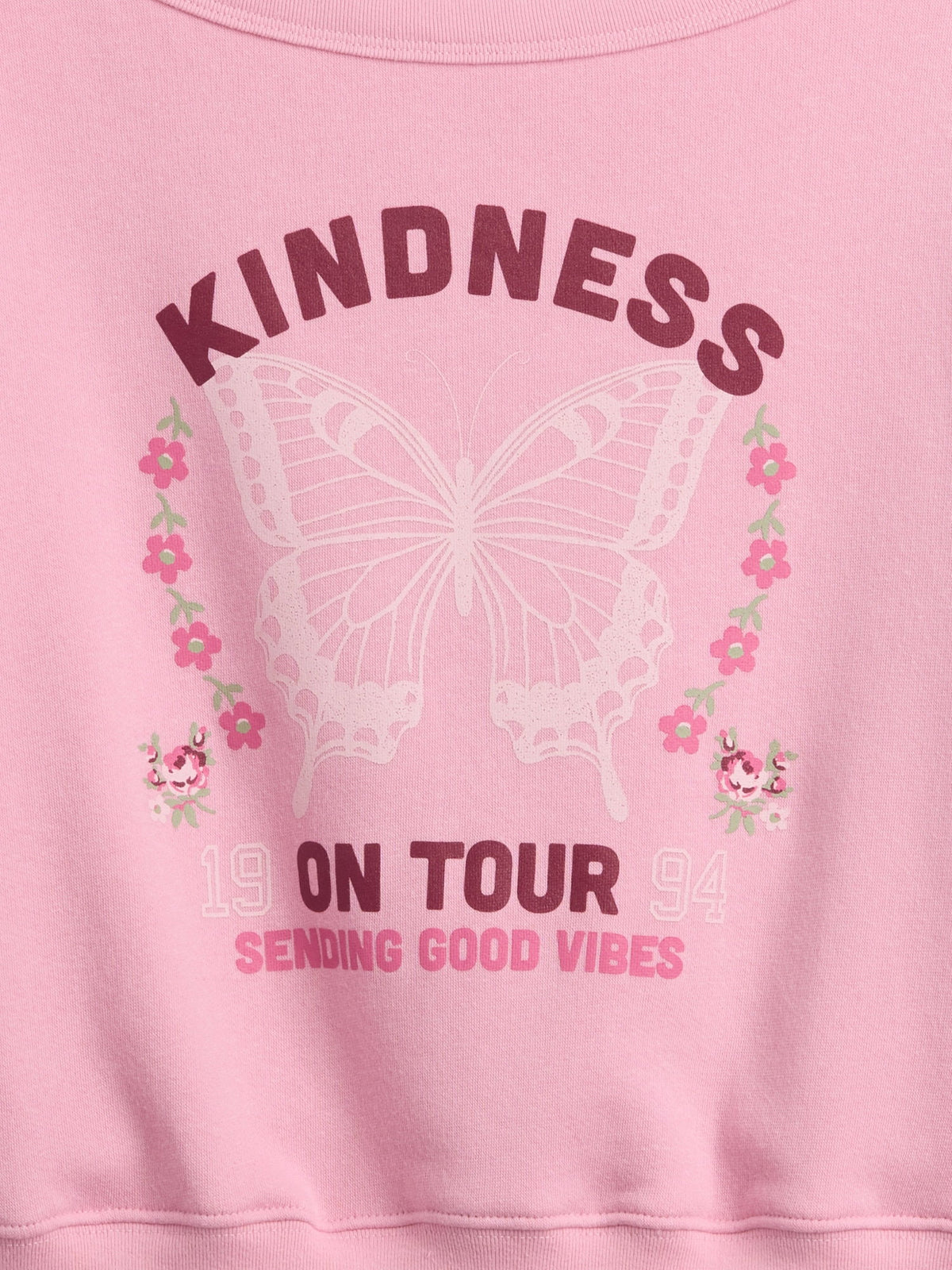 Pembe Relaxed Bisiklet Yaka Grafik Baskılı Sweatshirt