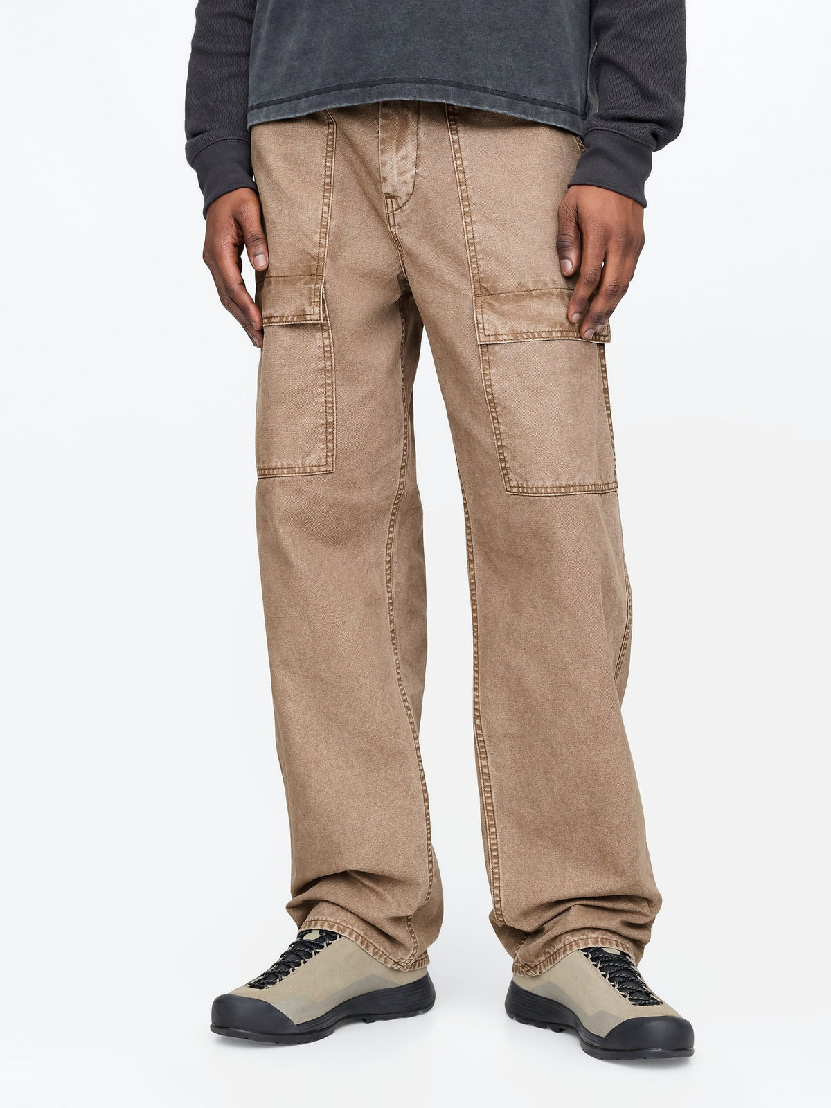 Bej Baggy Utility Jean Pantolon