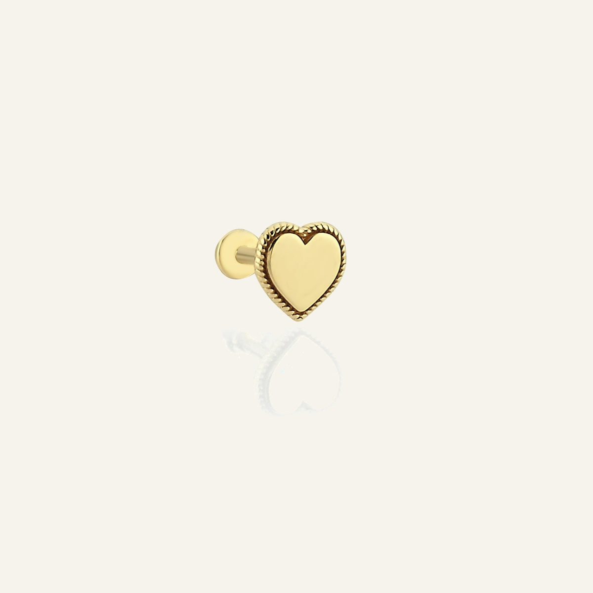 Twistplain Kalp Figürlü Altın Kulak Piercing