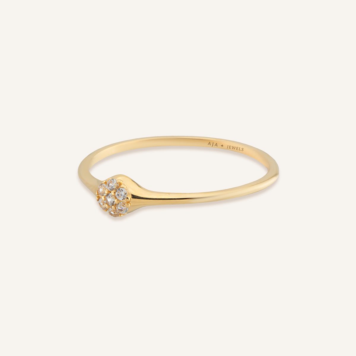 Velina Yuvarlak Form Taşlı Altın Yüzük