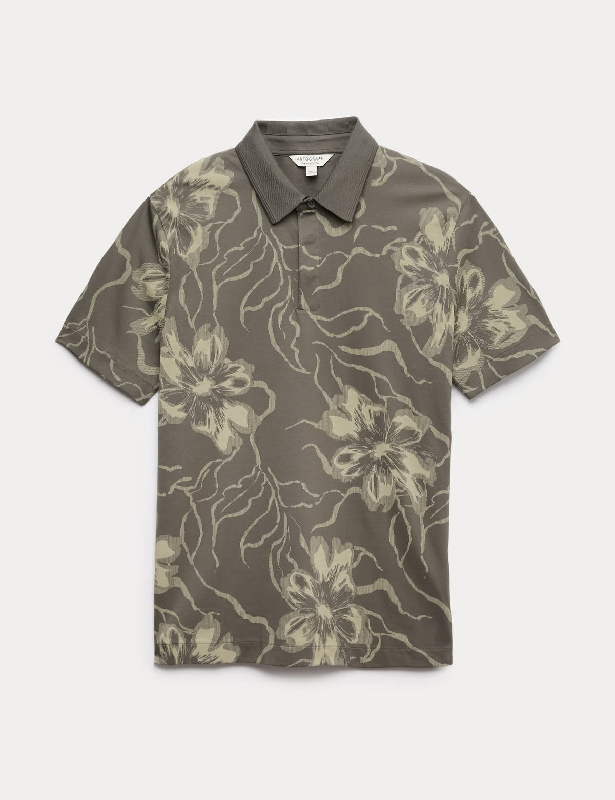 Pamuklu Çiçek Desenli Polo Yaka T-shirt