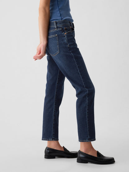 Koyu Mavi Mid Rise Girlfriend Jean Pantolon