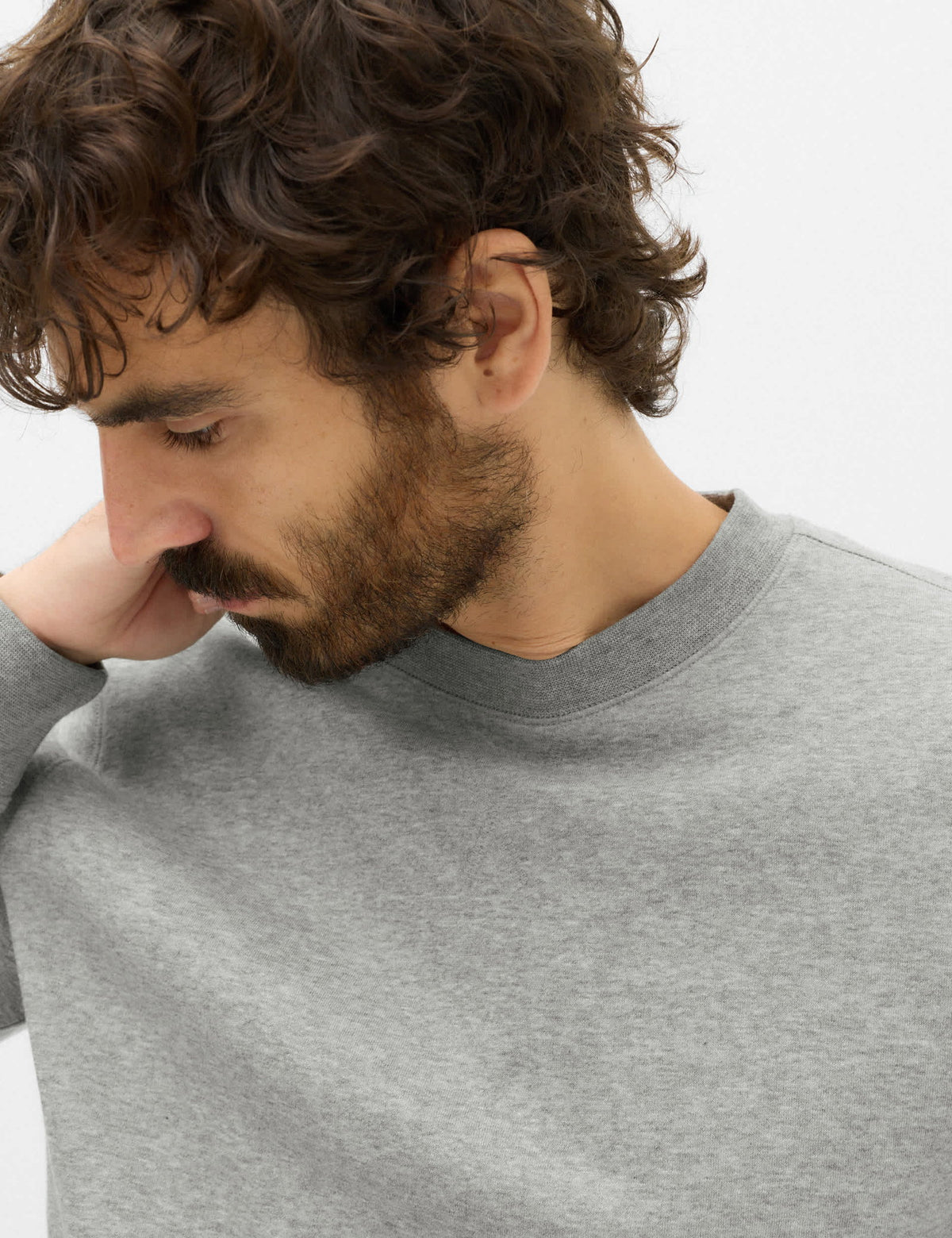 Pamuk Karışımlı Içi Şardonlu Bisiklet Yaka Erkek Sweatshirt