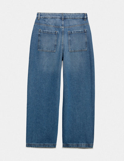 Saf Pamuklu Baggy Çocuk Jean Pantolon
