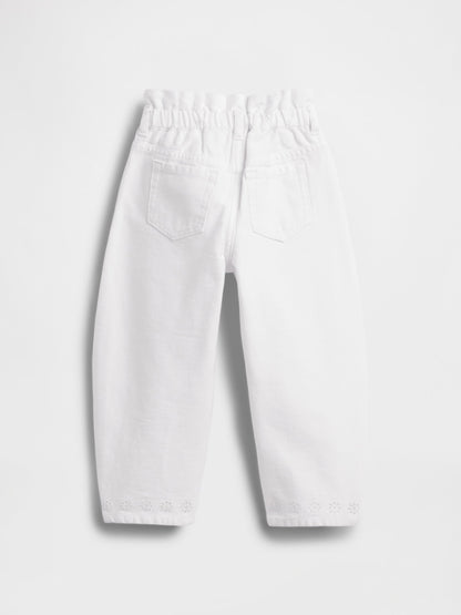 Beyaz Dantel Kenarlı Horseshoe Jean Pantolon