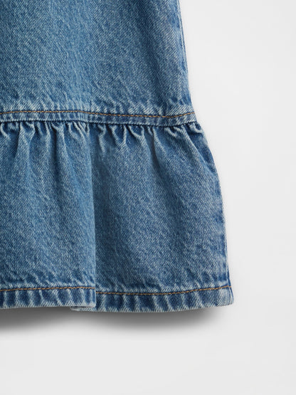 Mavi Fırfırlı Denim Tulum