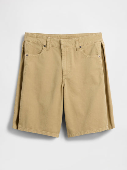 Siyah Mid Rise Twill Side-pleat Şort