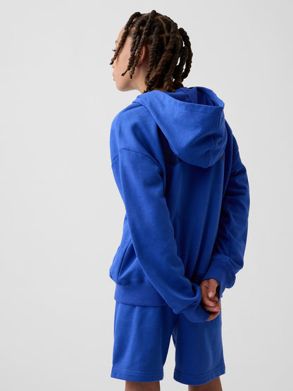Kobalt Mavisi Relaxed Gap Grafik Fransız Havlu Kumaş Fermuarlı Sweatshirt