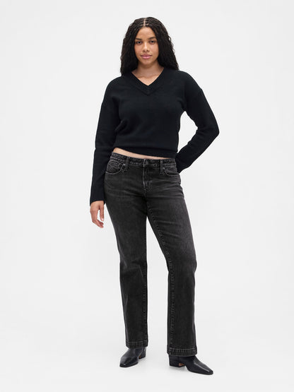 Siyah Low Rise Boot Jean Pantolon