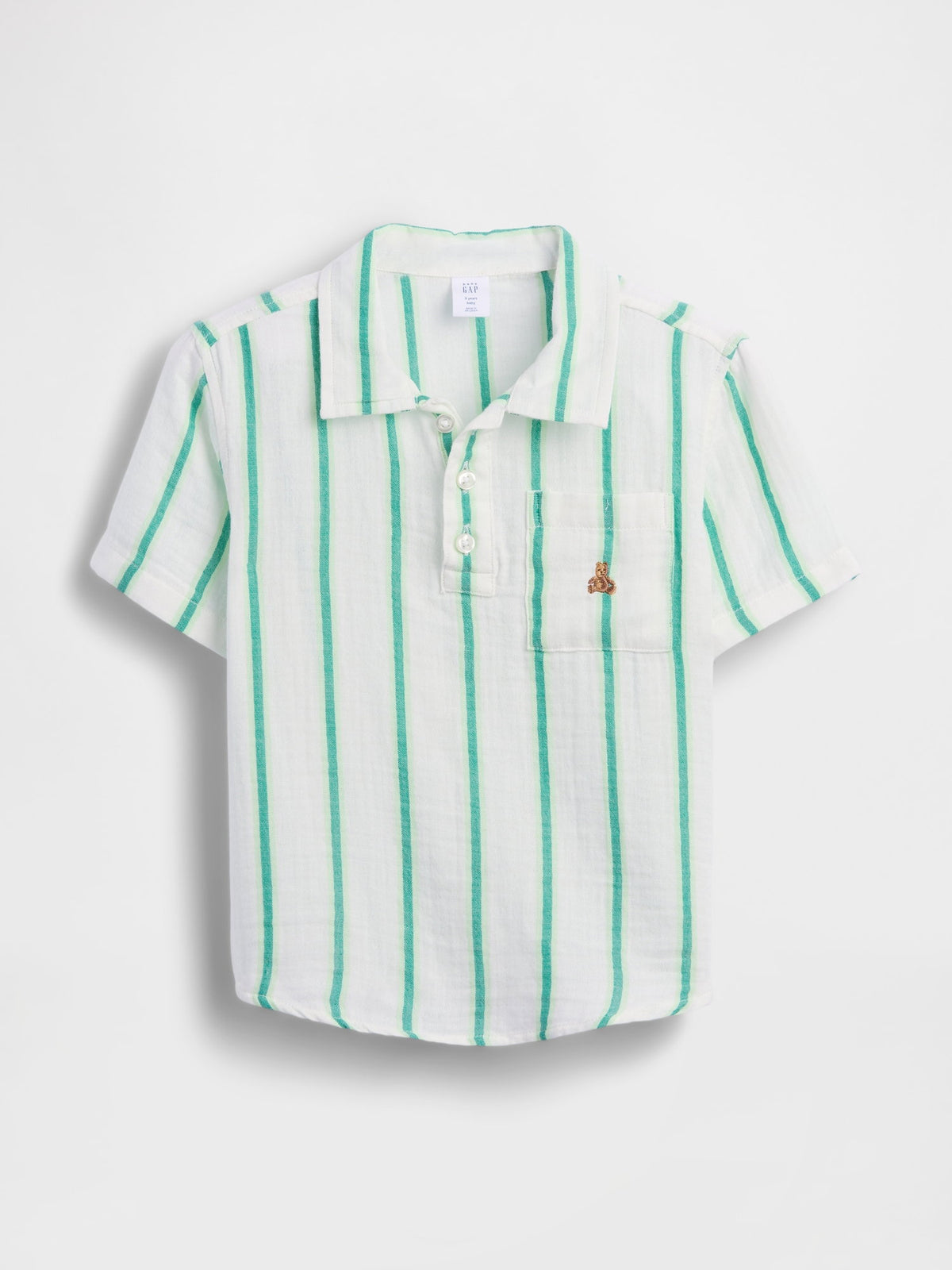 Yeşil Pamuk Gauze Baskılı Polo T-shirt