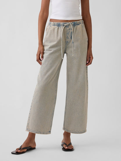 Açık Mavi Low Rise '90s Loose Easy Crop Jean Pantolon