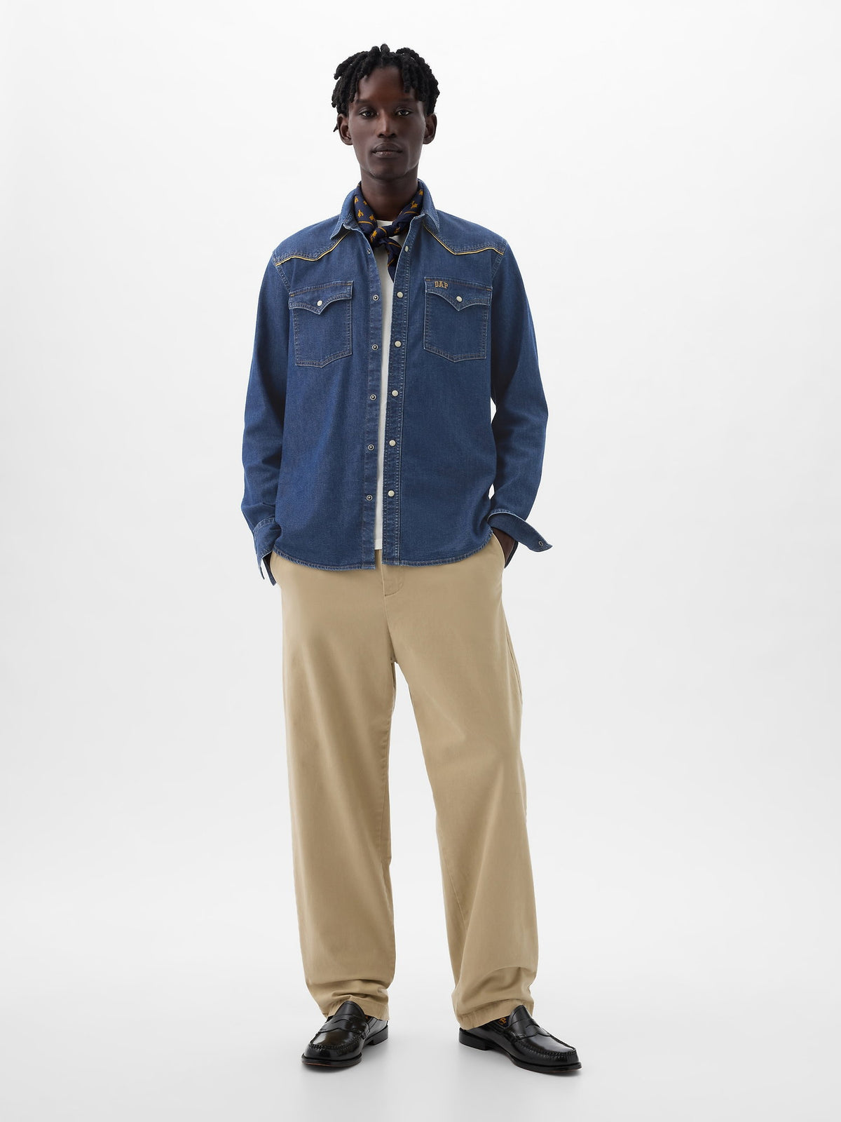 Koyu Mavi Dap × Gap Denim Western Gömlek